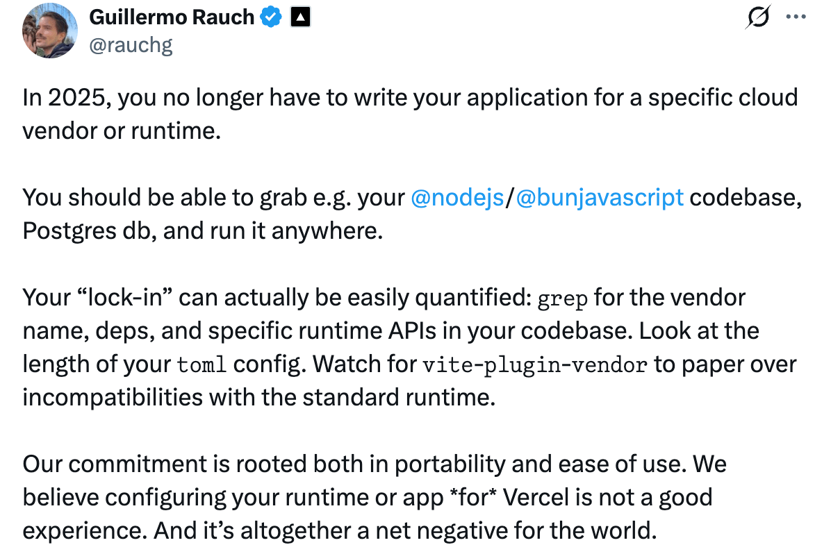 Rauch 谈 Vercel 反厂商锁定