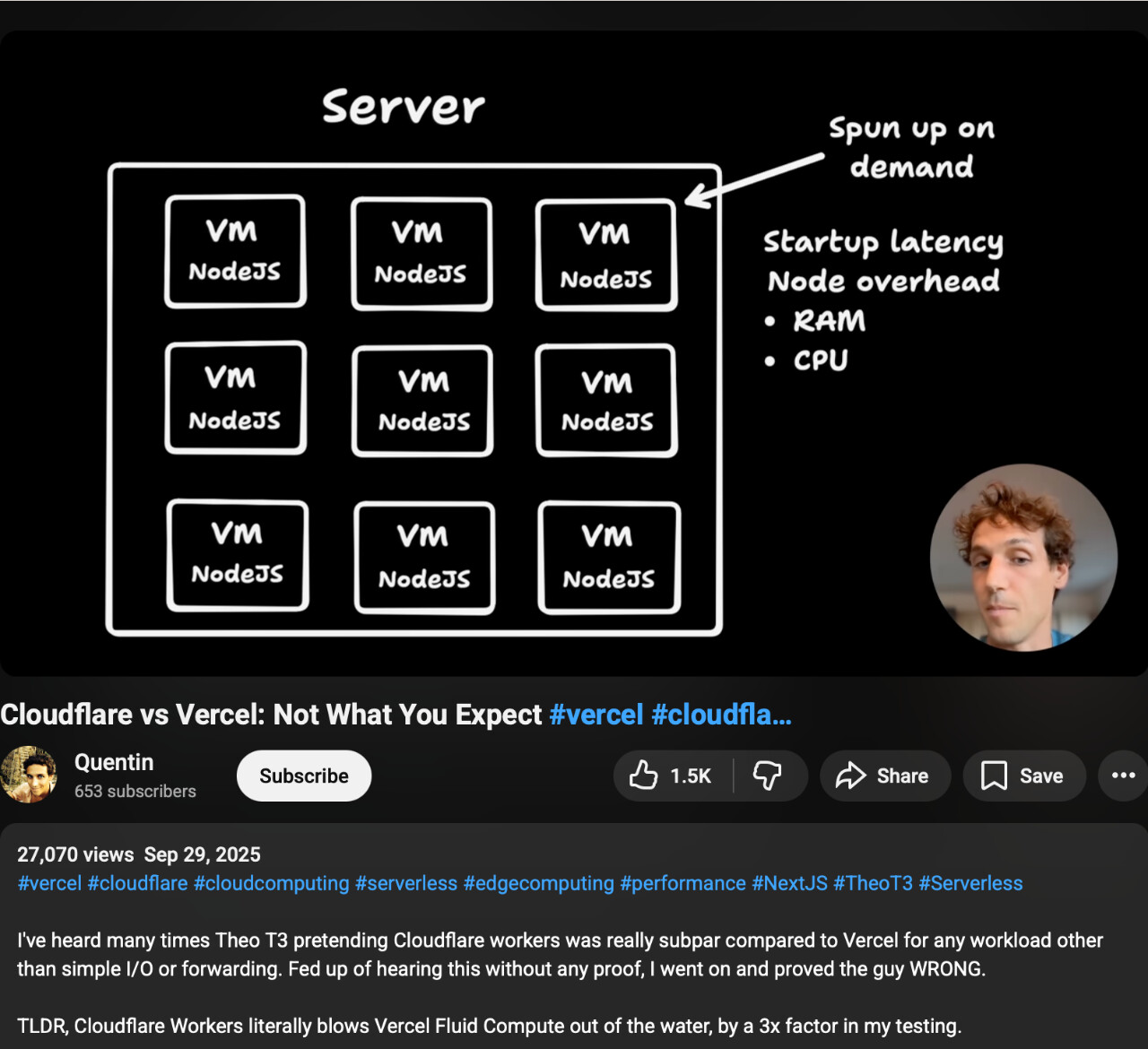Quentin 的 Cloudflare 与 Vercel 对比视频